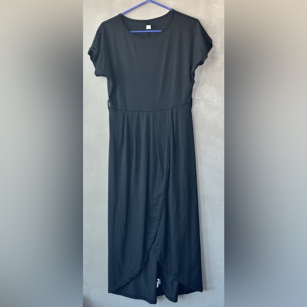 Black Lightweight Summer Hi-Low Hem Dress